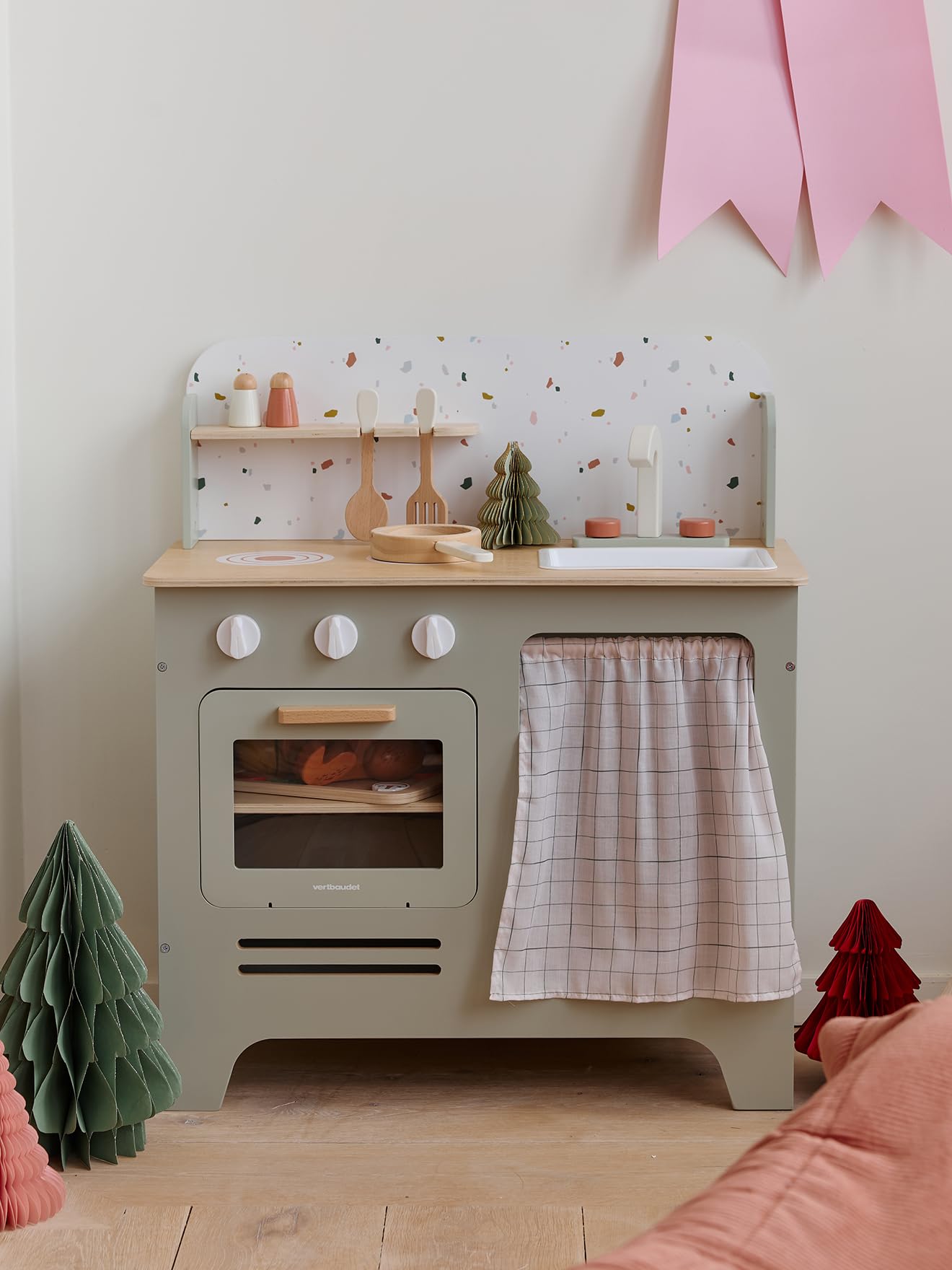 VERTBAUDET Jouet Enfant Cuisine avec Accessoires Bois FSC Vert Sauge TU
