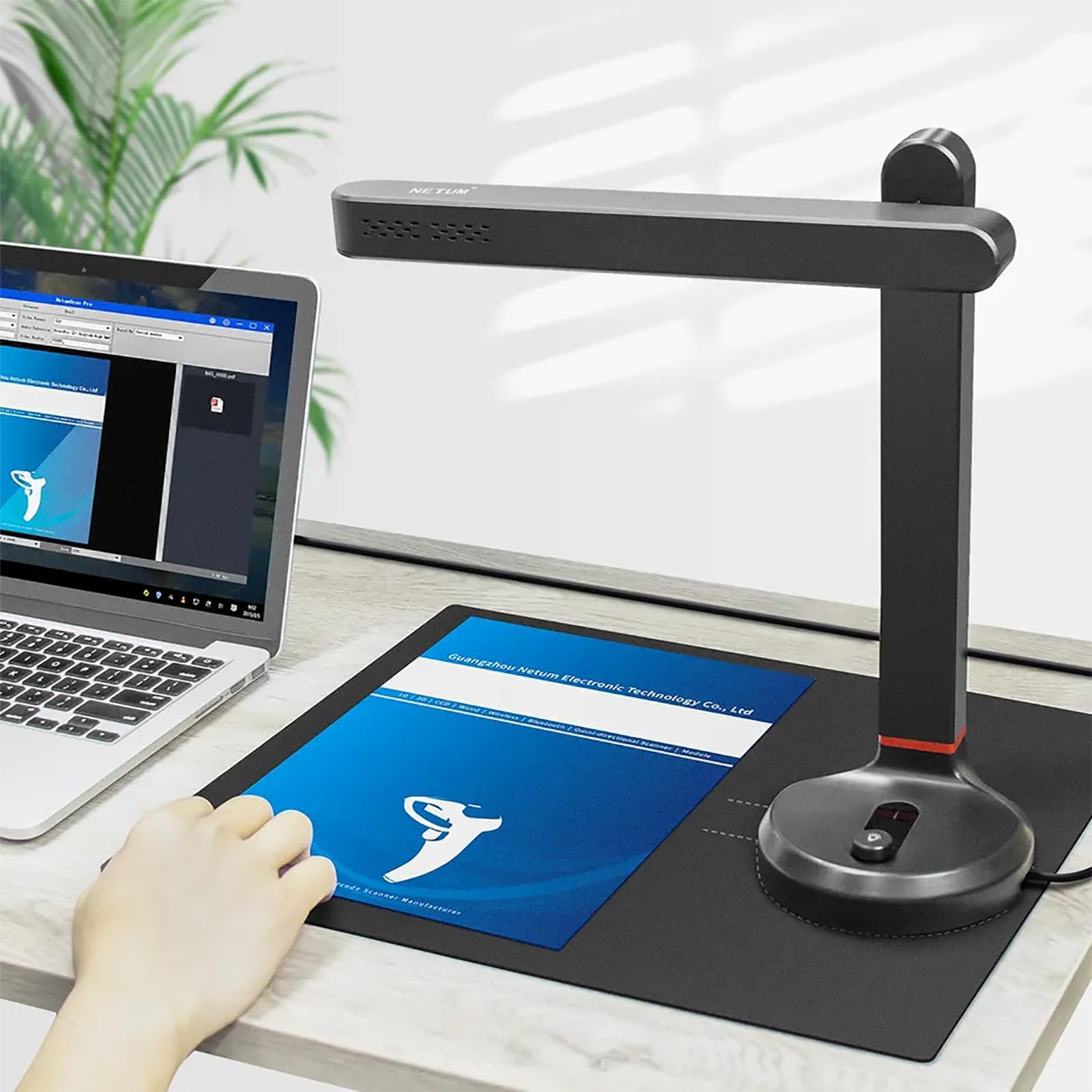 Escáner de Documentos, Cámara USB 12MP con Reconocimiento OCR | Escaneo A4 450×450mm, Corrección Automática, Diseño Plegable 90°, Conversión Word PDF TXT para Oficina y Enseñanza