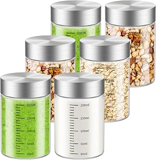 8 Oz Glass Juice Bottles, 6 Pack Glass Bottles with Lids, BPA Free, Borosilicate Glass, Leak Proof Lids for Juicing, Smoothies, Water Bottles, Food Storage, Shaker Bottles