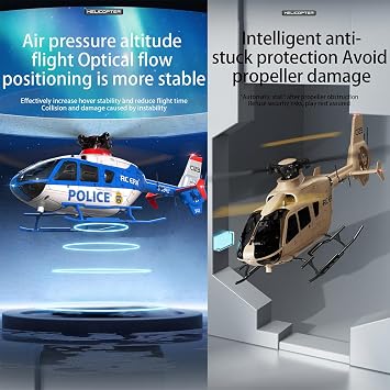 C123 RC Helicopter EC135 Remote Control Helicopter for Adults, 1:36 6CH 2.4GHz RTF RC Aircraft with 6-Axis Gyro, Altitude Hold, One Key Take Off/Landing for Beginners (Champagne(1 Battery)