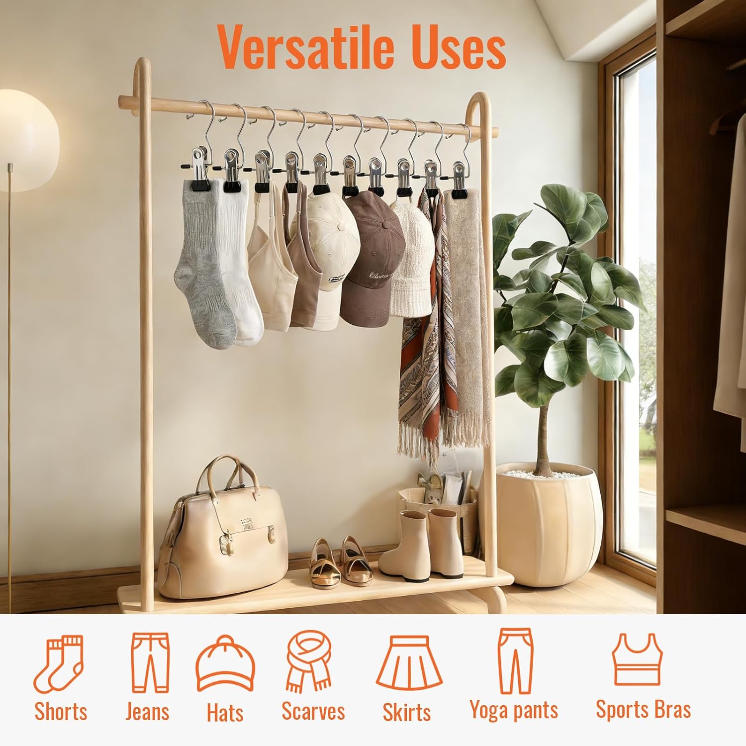 30 Pack Pants Hangers with Clip，Legging Organizer and Jean & Shorts Hangers
