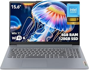 Lenovo IdeaPad Slim 3i Laptop, 15.6" FHD Anti-Glare, Intel N100, 4GB LPDDR5, 128GB SSD, Windows 11 in S Mode, SD Card Reader, Wi-Fi 6, Arctic Grey