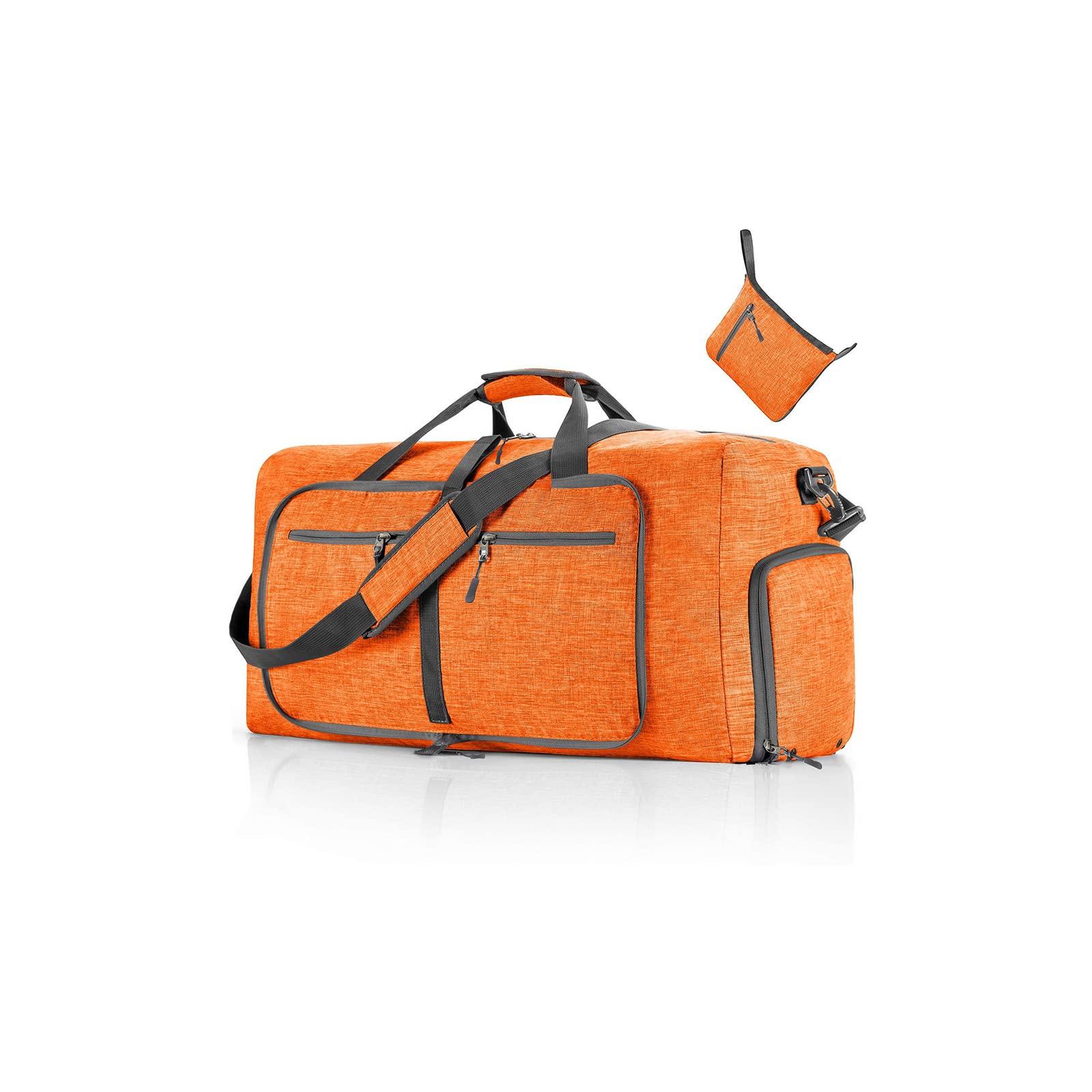 CORIOS Borsone da Viaggio Uomo/Donna 85L Pieghevole Borsa Sportiva Grande Bagaglio a Mano con Scomparto Scarpe Borsone Palestra Ultra-Leggero Piscina Palestra Weekender Pernottamento Arancio A