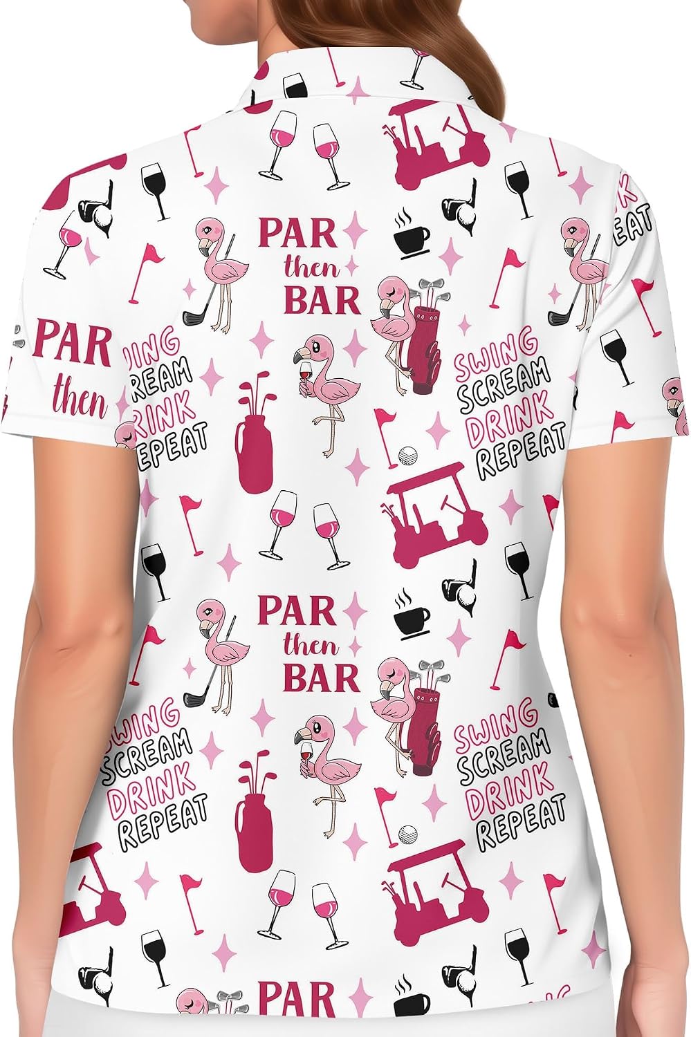 PAGYMO Funny Golf Shirts for Women Print Crazy Pattern Cute Novelty Moisture Wicking Short Sleeve Tennis Polo Shirt
