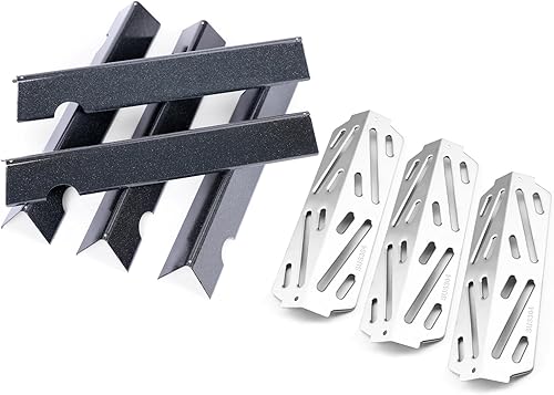 QuliMetal 66795 Barras aromatizantes y 66040 de repuesto de deflector de calor para Weber Genesis IILX 300 Series, Genesis II E-310 E-315 S-335,