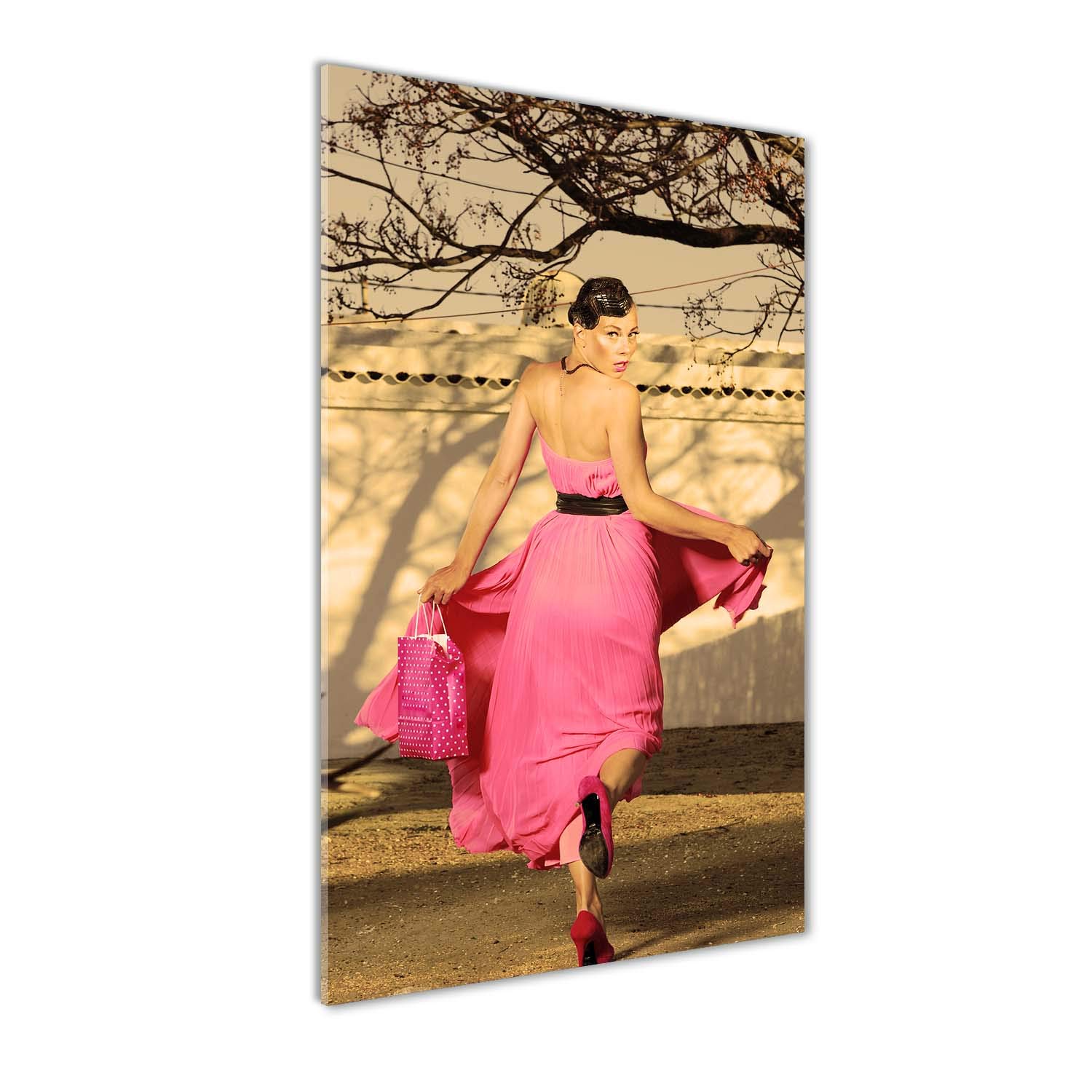 Impression sur verre acrylique 60x120 cm de femme en rose Tulup pour décoration