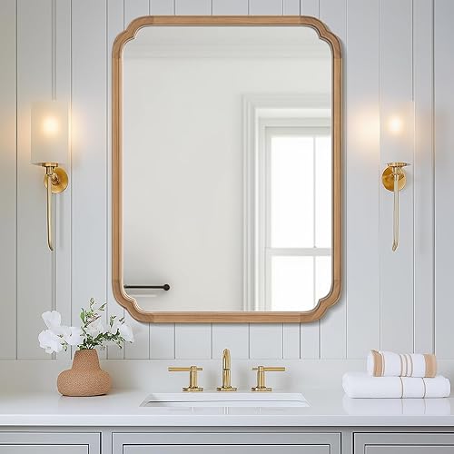 Vista 289 de WallBeyond Espejos de baño de madera para montar en la pared, espejos de pared con marco de madera rústica de 16 x 20 pulgadas, espejos de pared