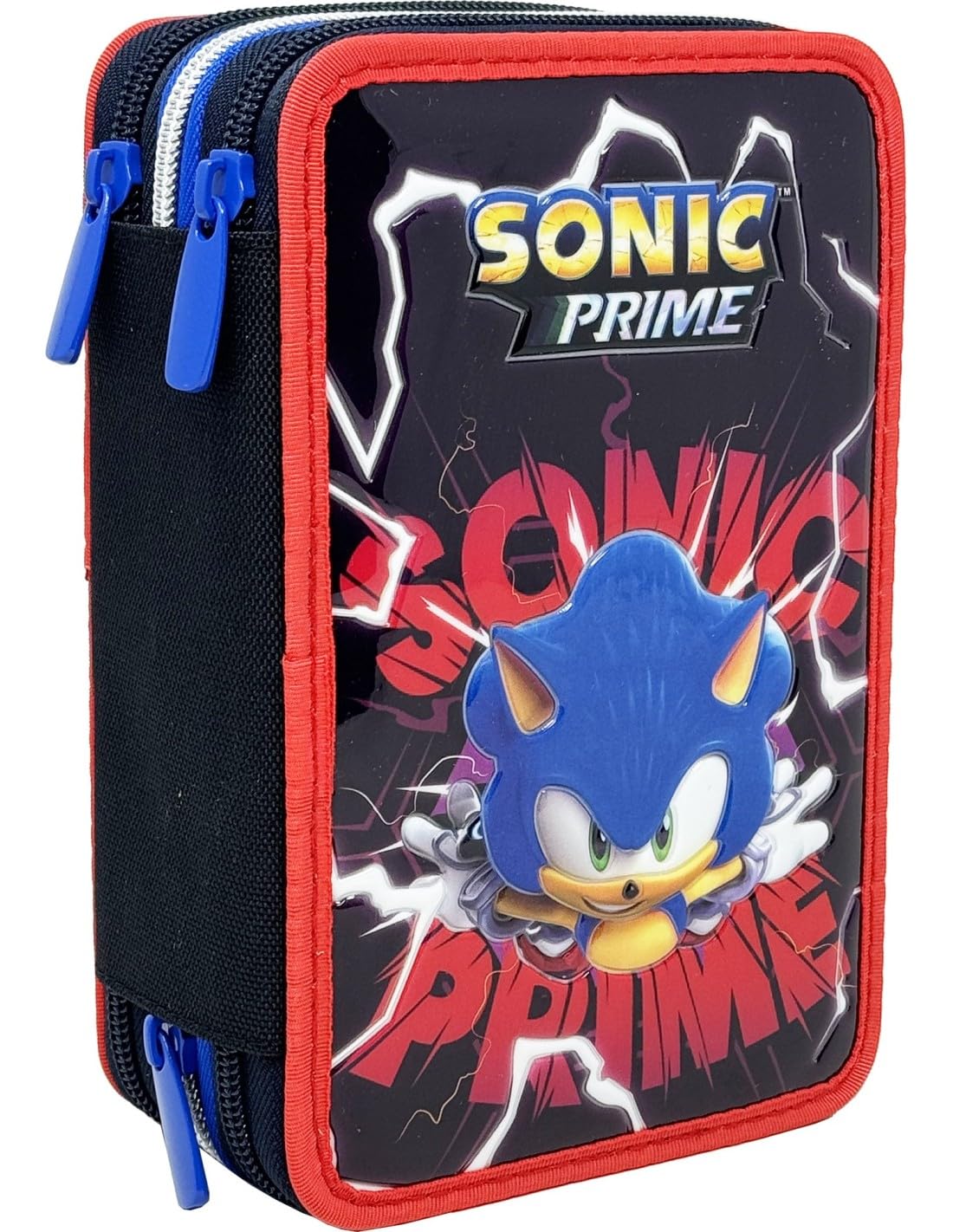 Clondo Schoolpack Zaino Estensibile con Astuccio 3 Scomparti, Per Sonic Seven Fan, Scuola e Tempo Libero, Bambini e Ragazzi, Multizip, Pennarelli, Pastelli, Accessori, Bambino