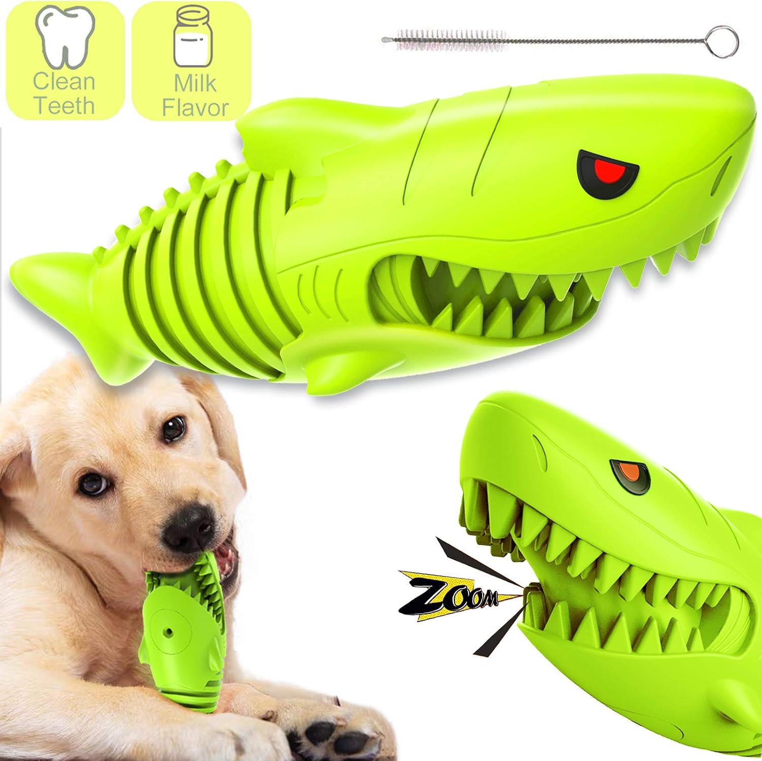 Dog Squeaky Chew Toys, Indestructible Dog Chew Toy for Aggressive Chewers Large Breed, Dog Toothbrush Stick, Toughest Natural Rubber…