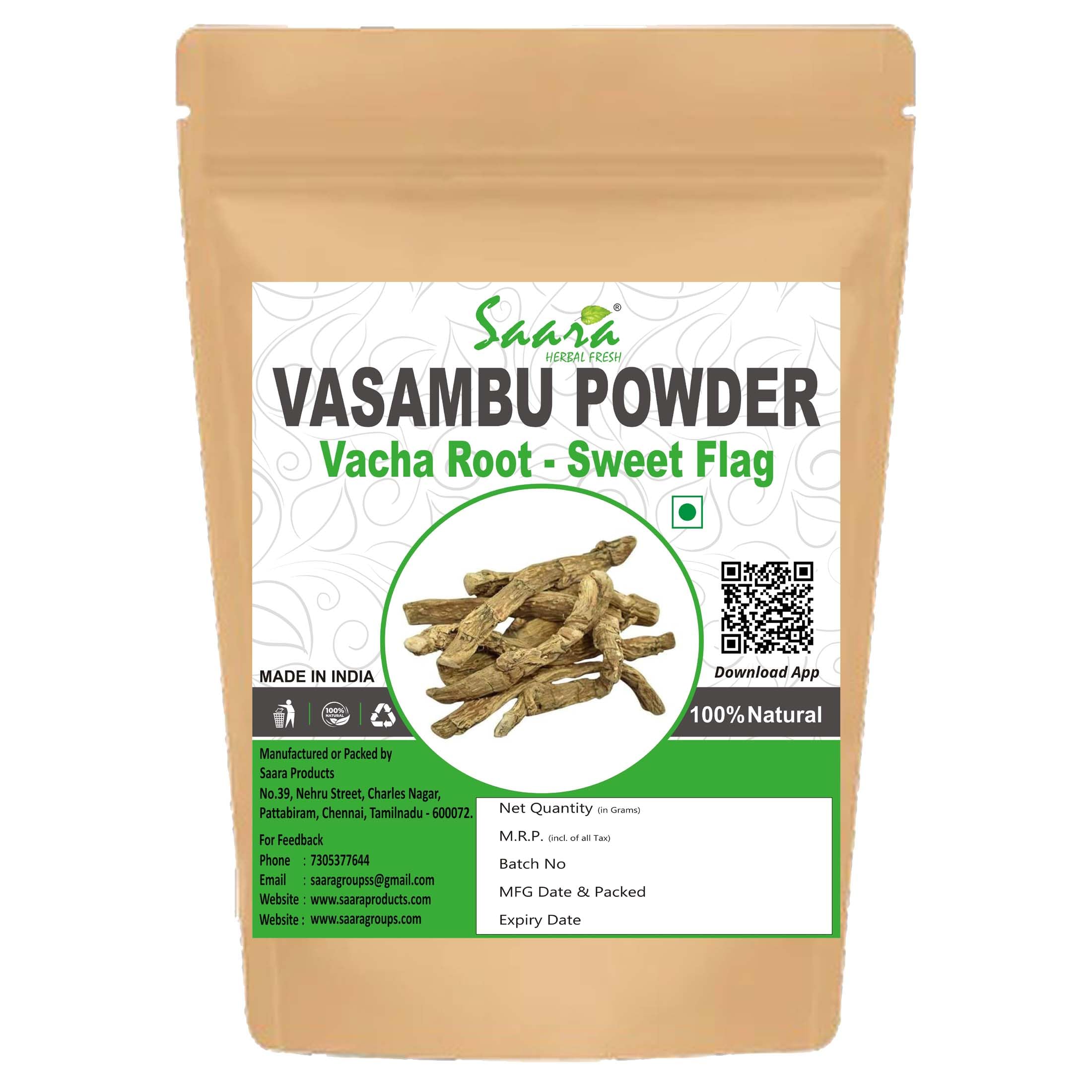 Saara HERBAL FRESH Vasambu Powder, 100g, Vacha, Acorus Calamus, Sweet Flag powder, Vayambu powder, (Pack of 1 X 100g)