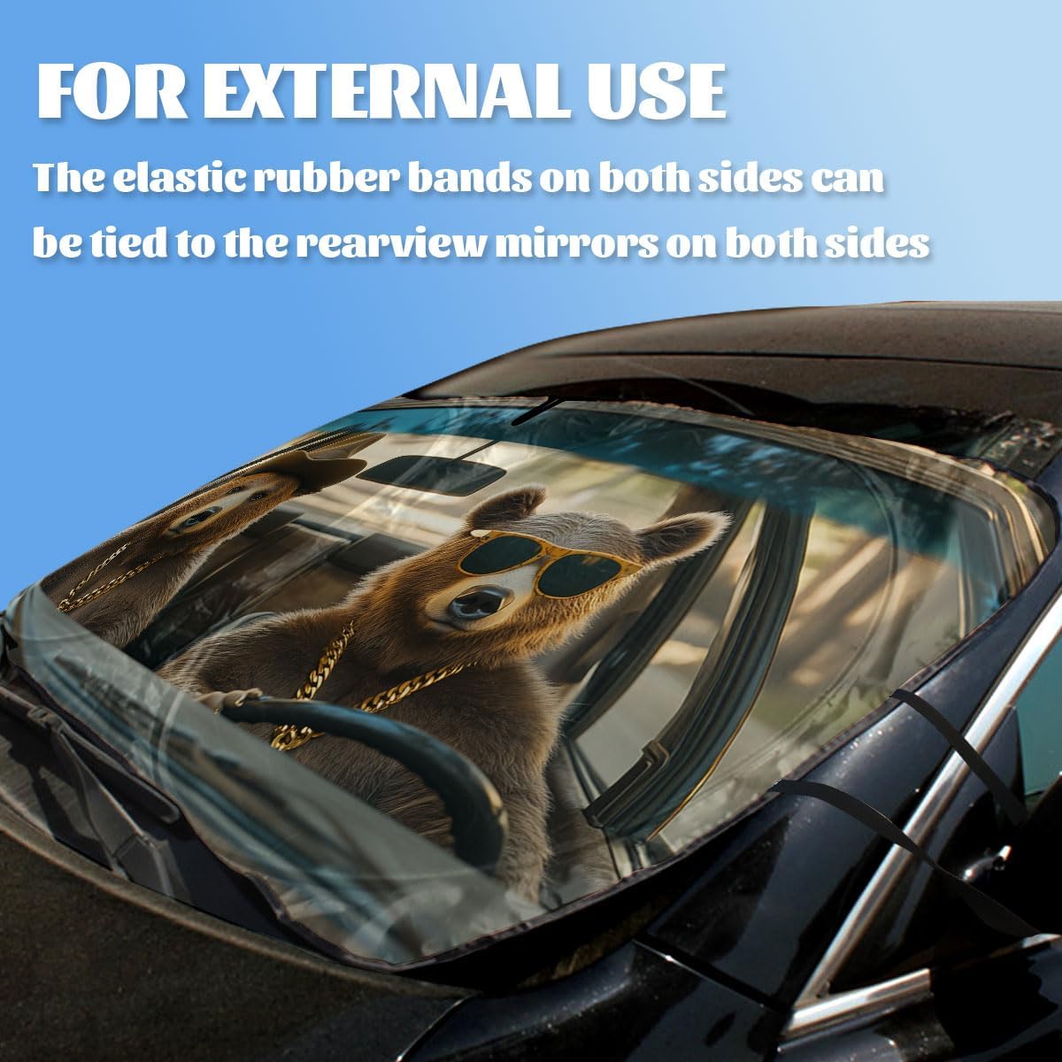 Brown Bear Driving Car Windshield Sunshades Funny Novelty Animal Heatshield Front Window Sun Shade Windshield Blocks UV Rays Sun Visor Protector for Sedan Truck SUV Accessories 59"L x 31.5"W image 3