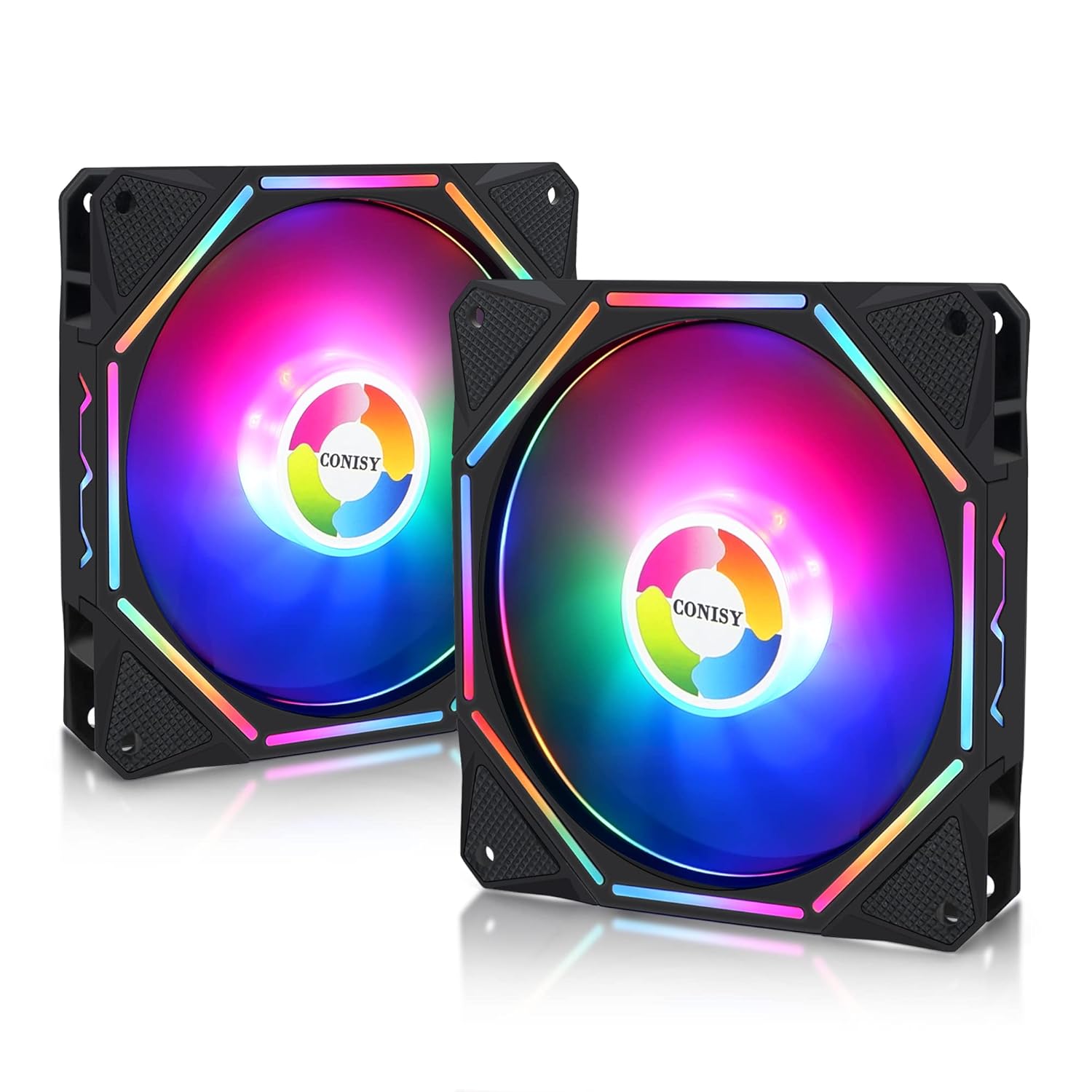 CONISY 120mm PC Case Fan Ultra Quiet LED Desktop Computer Cooling Fans – Color(Dual Pack)
