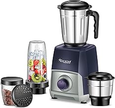 Skystar Navystrom Powerful 750W Mixer Grinder With 2 Nutri bullet Jars for Smoothie & Blending, Chutney Jar & Liquidizing Jar used as Wet Grinder & Blender (Blue & Grey) 1 Year Warranty