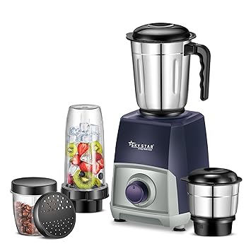 Skystar Navystrom Powerful 750W Mixer Grinder With 2 Nutri bullet Jars for Smoothie & Blending, Chutney Jar & Liquidizing Jar used as Wet Grinder & Blender (Blue & Grey) 1 Year Warranty