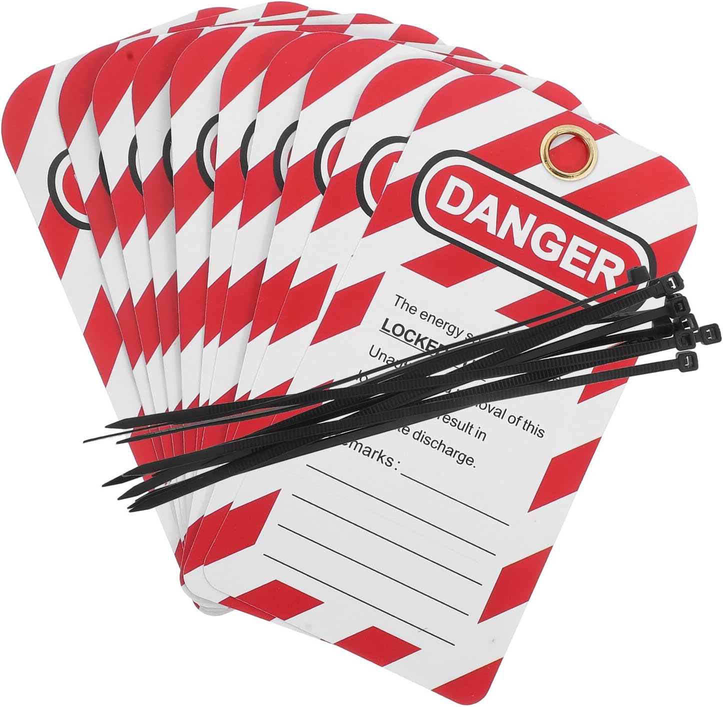 Lockout Tagout Labels for Equipment Repair, Danger Do Not Operate Safety Tags with Zip Ties, 10pcs Warning Maintenance Lock Tags for Industrial Use
