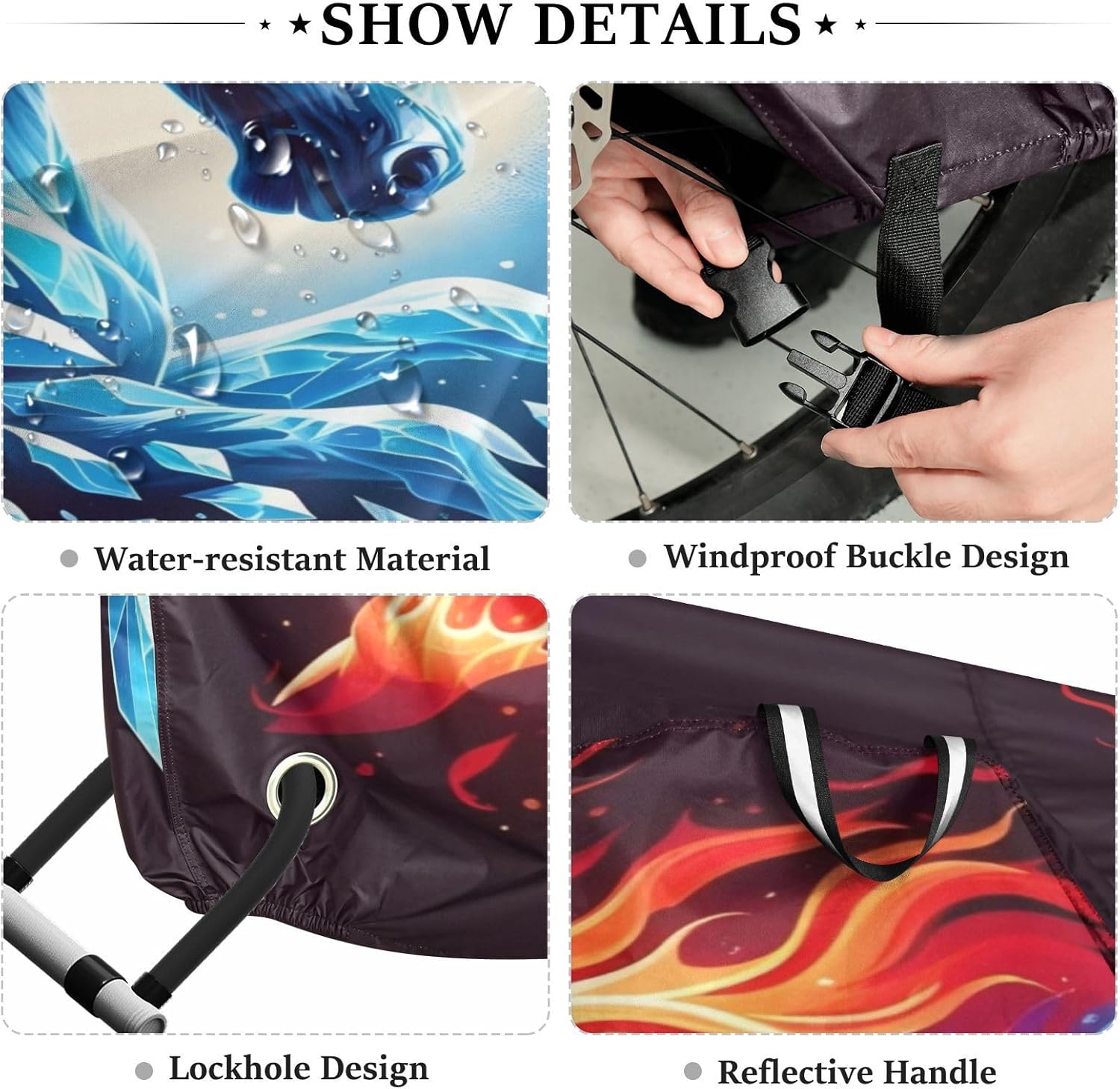 ALAZA Horse Fire & Ice Bike Cover Waterproof Outdoor Ebike Bicycle Covers Tarp Protection for 1/2 Bikes, Sun UV Dust Wind Proof