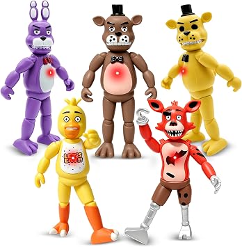 Action Figures Set, 5 Pcs Game Figures Toys with Light, Movable Toys Dolls with Light, Collectible Gifts and Cake Toppers