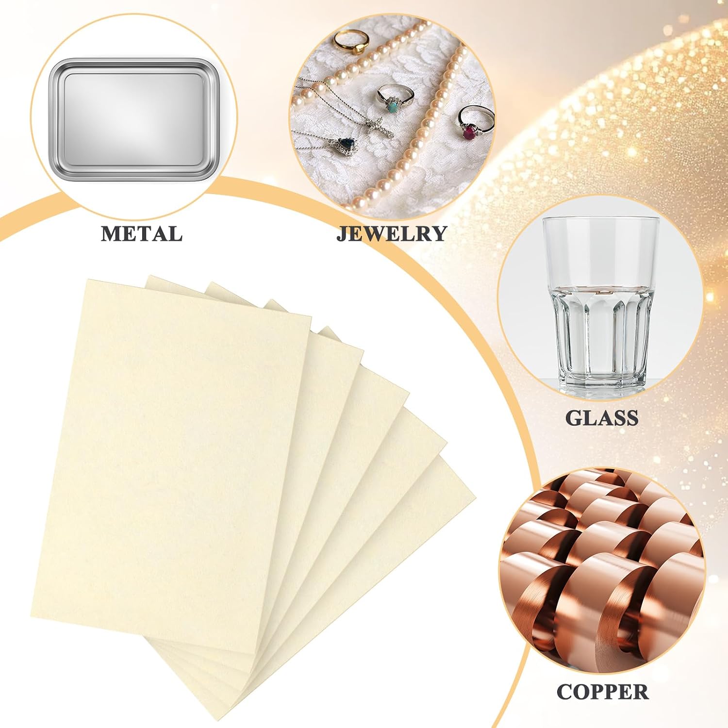 Tingjoo 4pcs Wool Cloths for Buffing Polishing Cloth Set 6 x 4 x 1.5mm Ideal for Gold Silver and Jewelry Coins Watch Lapidary Glass and Metalworking Tarnish Remover Keeps Shining