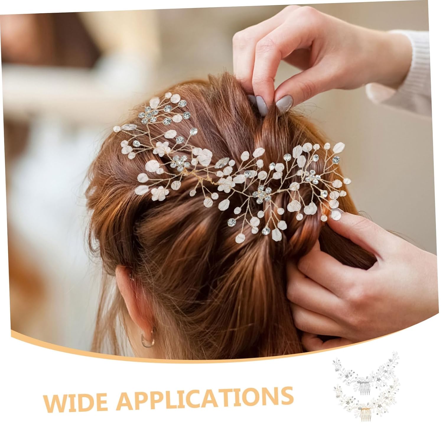 BETOOKY 2pcs Rhinestone Flower Hair Combs Bridal Crystal Wedding Hair Side Combs Silver and Gold Decorative Accessories for Bride Wedding Ceremony
