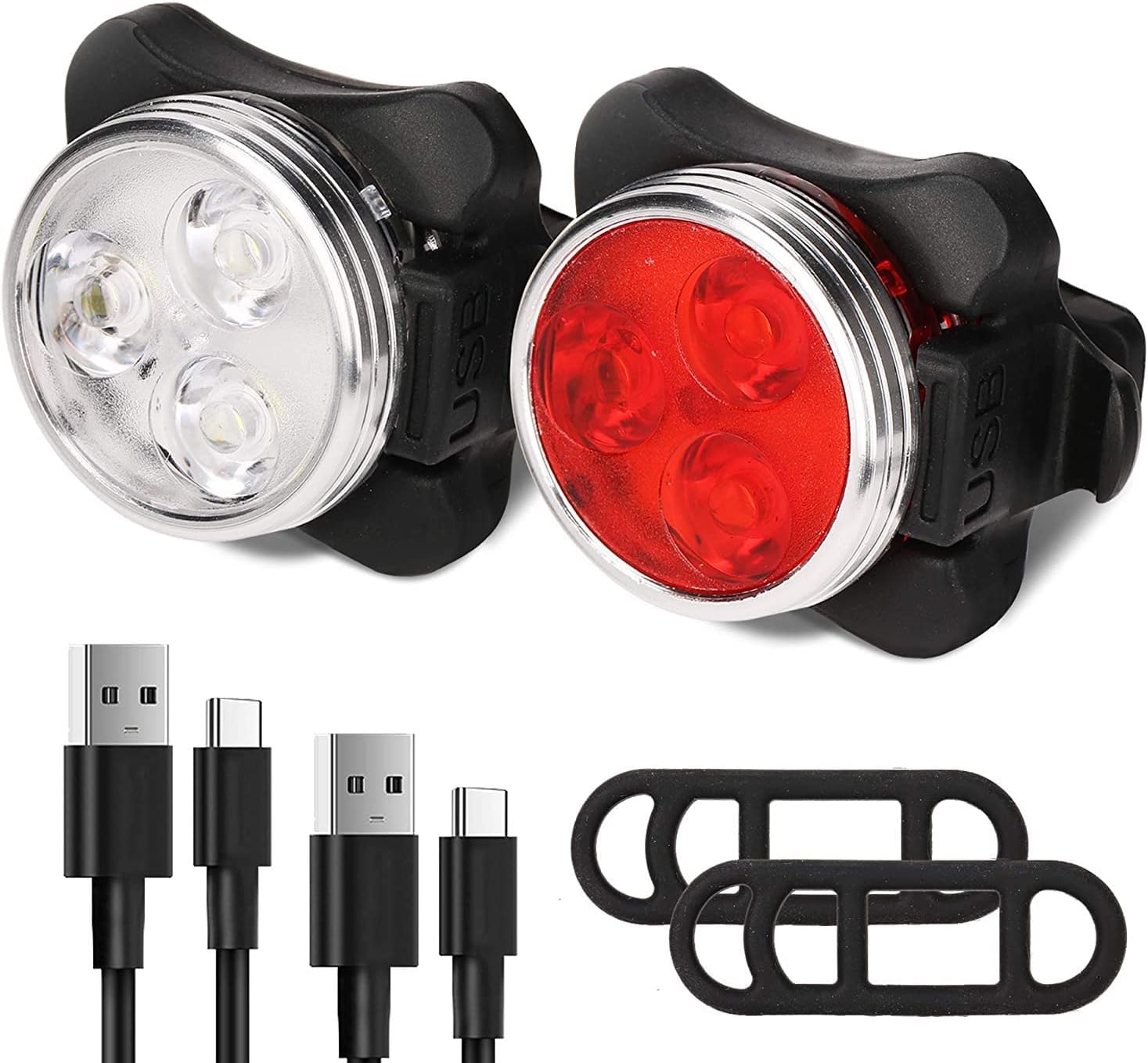 KALINCO Bike Light Set, Super Bright USB Rechargeable Bicycle Lights