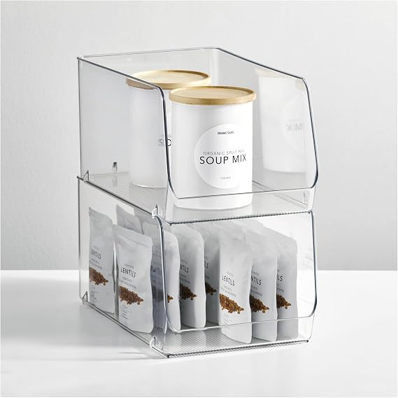 iDesign Clear Plastic Stackable Storage Bin, 2-Pack