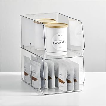 iDesign Clear Plastic Stackable Storage Bin, 2-Pack