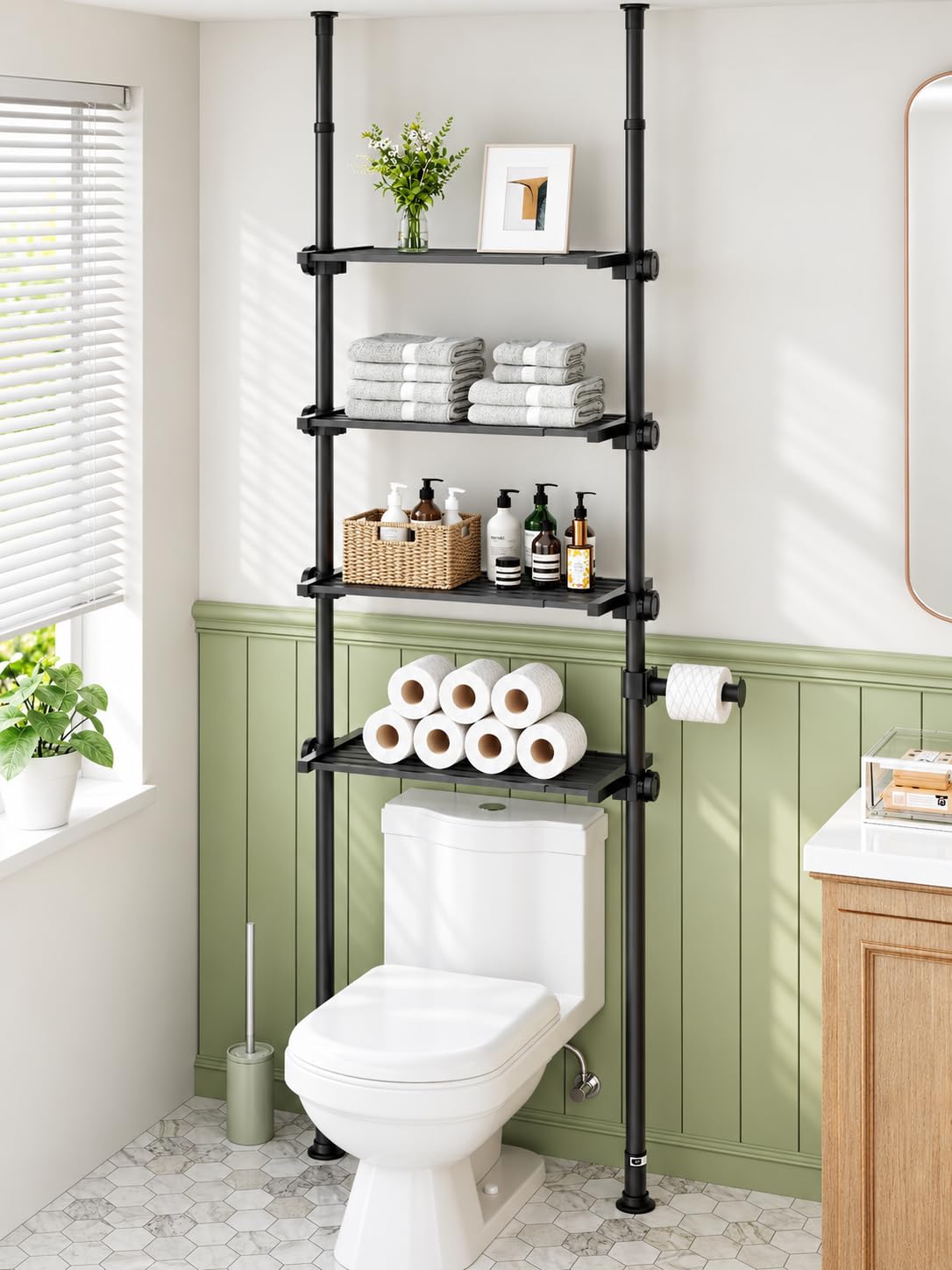 ALLZONE Tension Mount Over The Toilet Storage Shelf