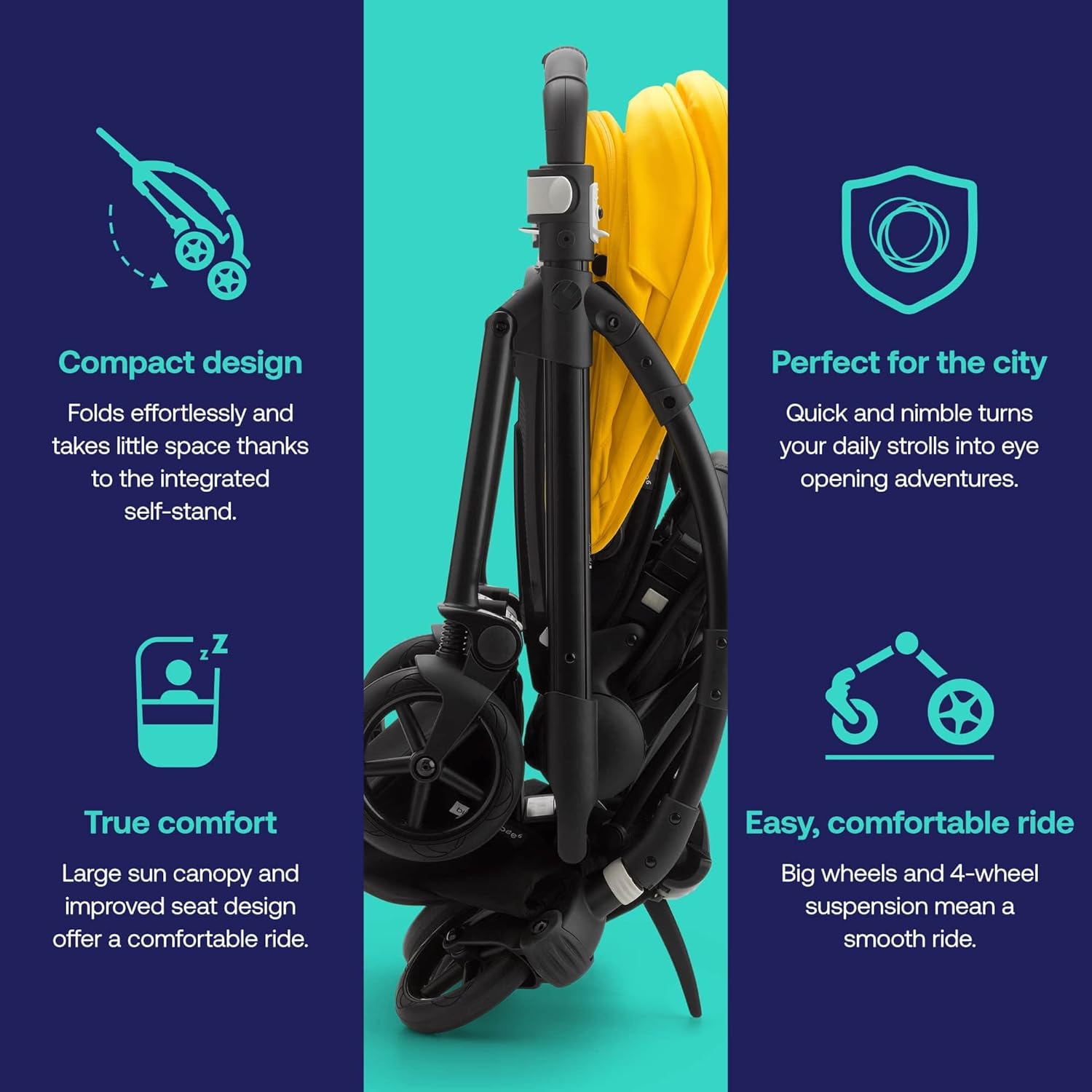 Bugaboo Bee 6 Stroller in its compact folded state