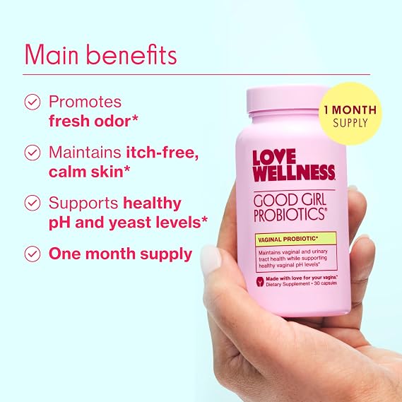 Love Wellness Good Girl Probiotics & Healthy V Vitamin | Women's Duo Pack | 2-Product Wellness Bundle dietary supplement, 9-strain probiotics, Turmeric, Garlic, Coconut oil, 30-days supply, Gluten-free