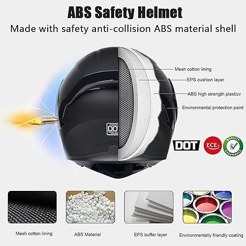 Miniatura 2 de Casco modular Moto Bluetooth con doble visera, con micrófono para Respuesta Automática Casco de Moto Homologado ECE Adecuado para Hombre Mujer