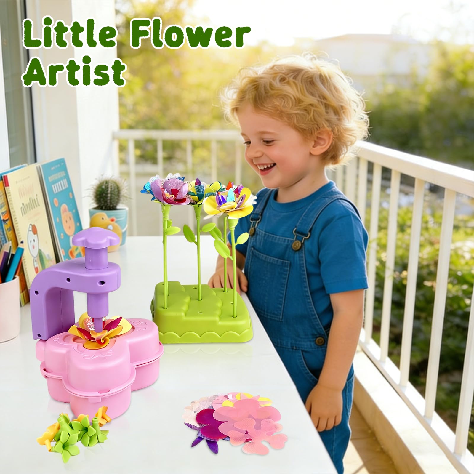 LUMITERRA Kit Création Bouquet de Fleurs DIY, Set de Bricolage avec Machine à Fleurs, Jouet Enfant 3 Ans+