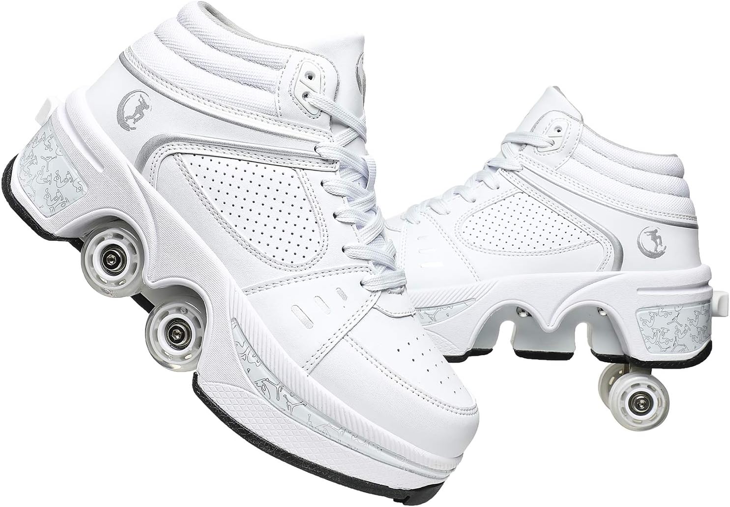 Double-Row Deform Wheel Automatic Walking Shoes Invisible Deformation Roller Skate 2 in 1 Removable Pulley Skates Skating Parkour