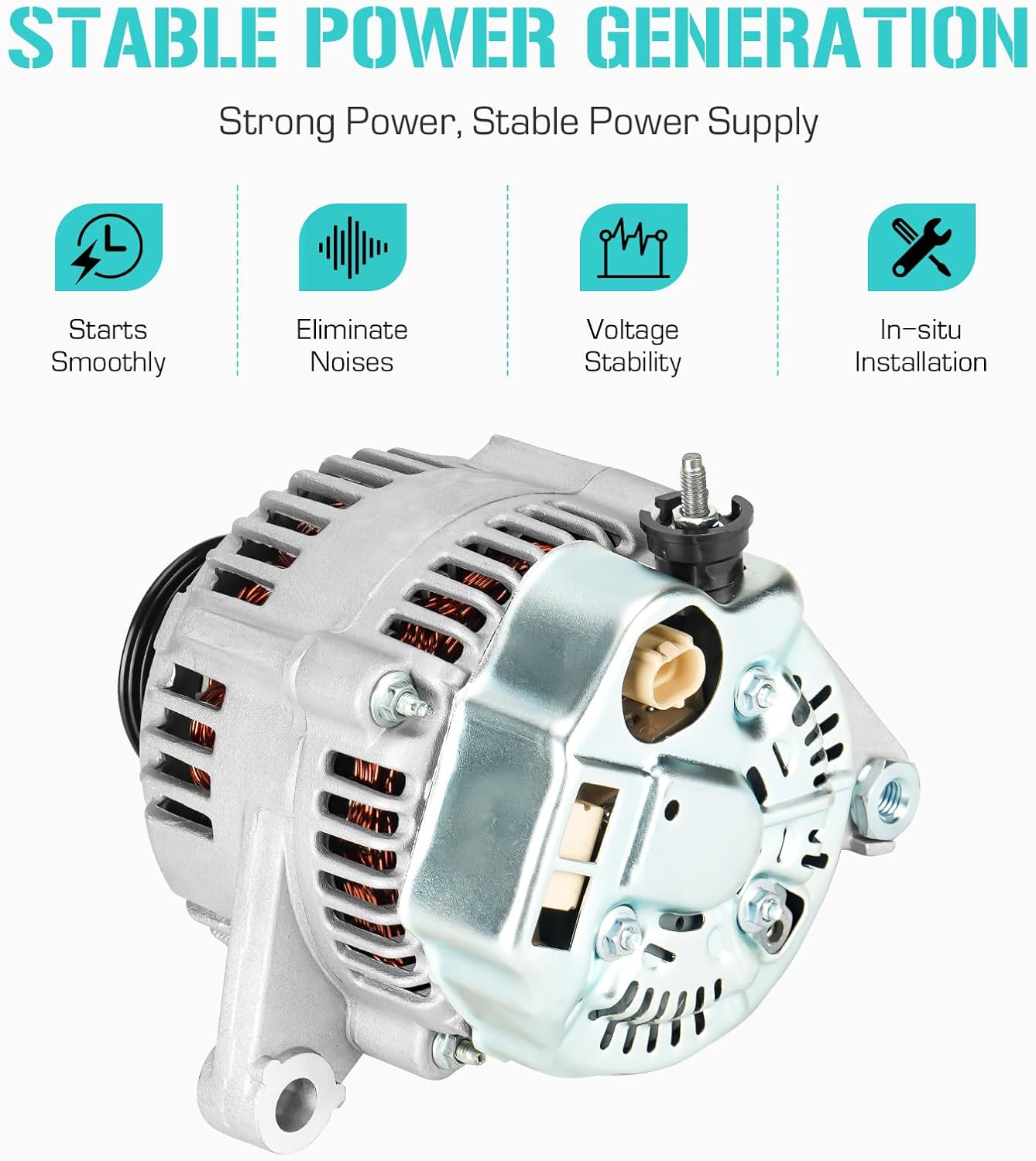Alternator Compatible With Jeep TJ Series and Wrangler 4.0 4.0L 2001 2002, AND0255, 56041565AB, 121000-3810, 400-52312