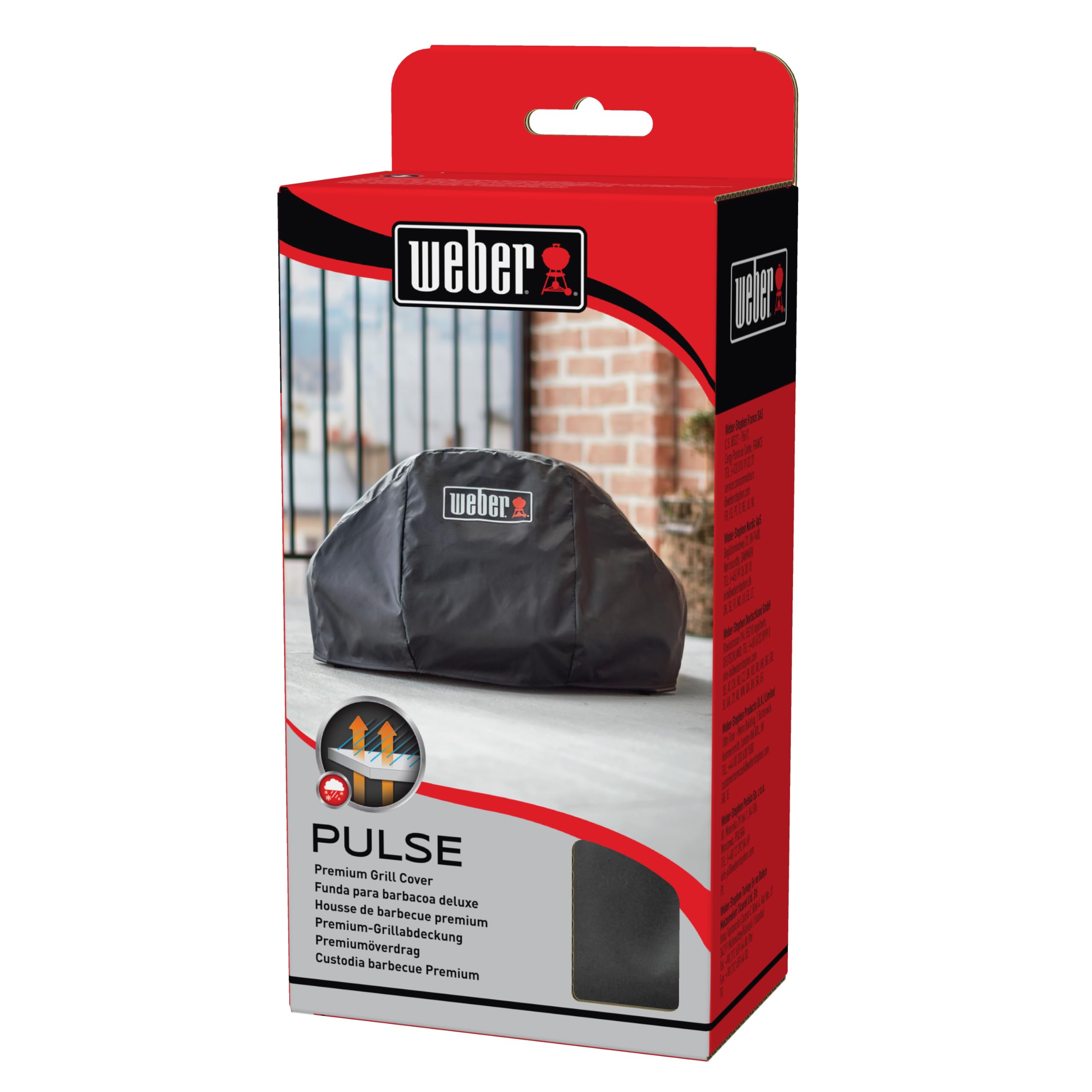 Weber Copertura Premium per Barbecue Pulse 2000, Traspirante, Resistente ai Raggi UV e all’Acqua, Protezione da Vento e intemperie, con Chiusura in Velcro – Nero (7140)