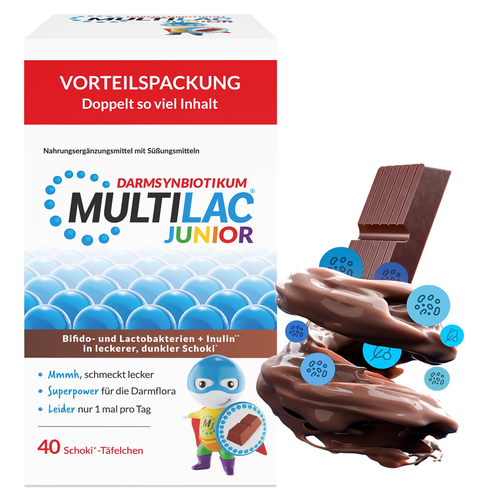 MULTILAC DARMSYNBIOTIKUM Junior – 40 Schoko-Täfelchen
