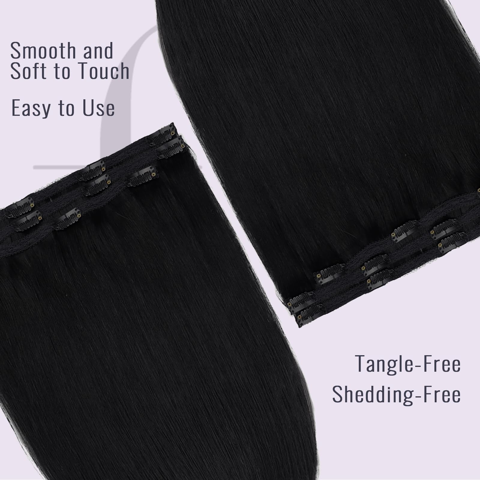 Fshine Extension Capelli Veri Clip 30cm 50g 3pcs Extension Capelli Soave Colore 1 Capelli Umani Comodo Extension Capelli Veri