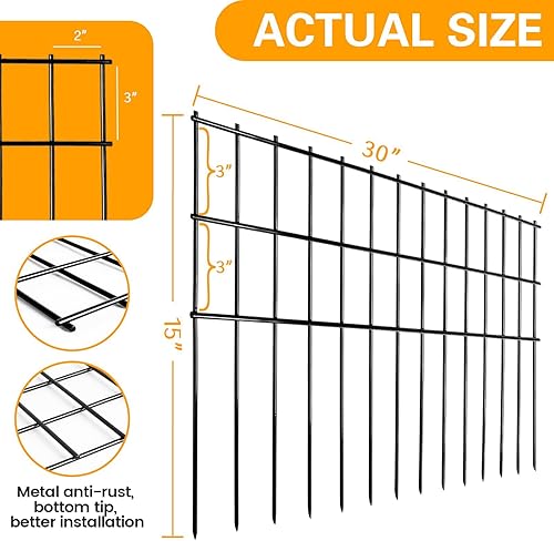 Miniatura 2 de Valla de Barrera de Animales para Jardín 11.4 m(L)×38.1 cm(H), 15 Paneles Valla sin Excavación, Barrera Subterránea para Decks, Valla de Barrera