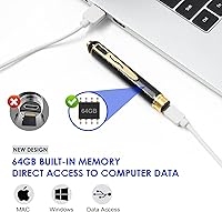 Vista 2 de Hidden Camera Pen 64GB 1080P Mini Camera Pen Small Camera, 600mAh Battery Loop Working Nanny Cam, Indoor Camera Security Camera for Safety., Black