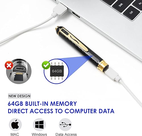Miniatura 2 de Bolígrafo de cámara oculta de 64 GB 1080P Mini cámara pequeña, batería de 600 mAh, cámara de seguridad para interiores para mayor seguridad.