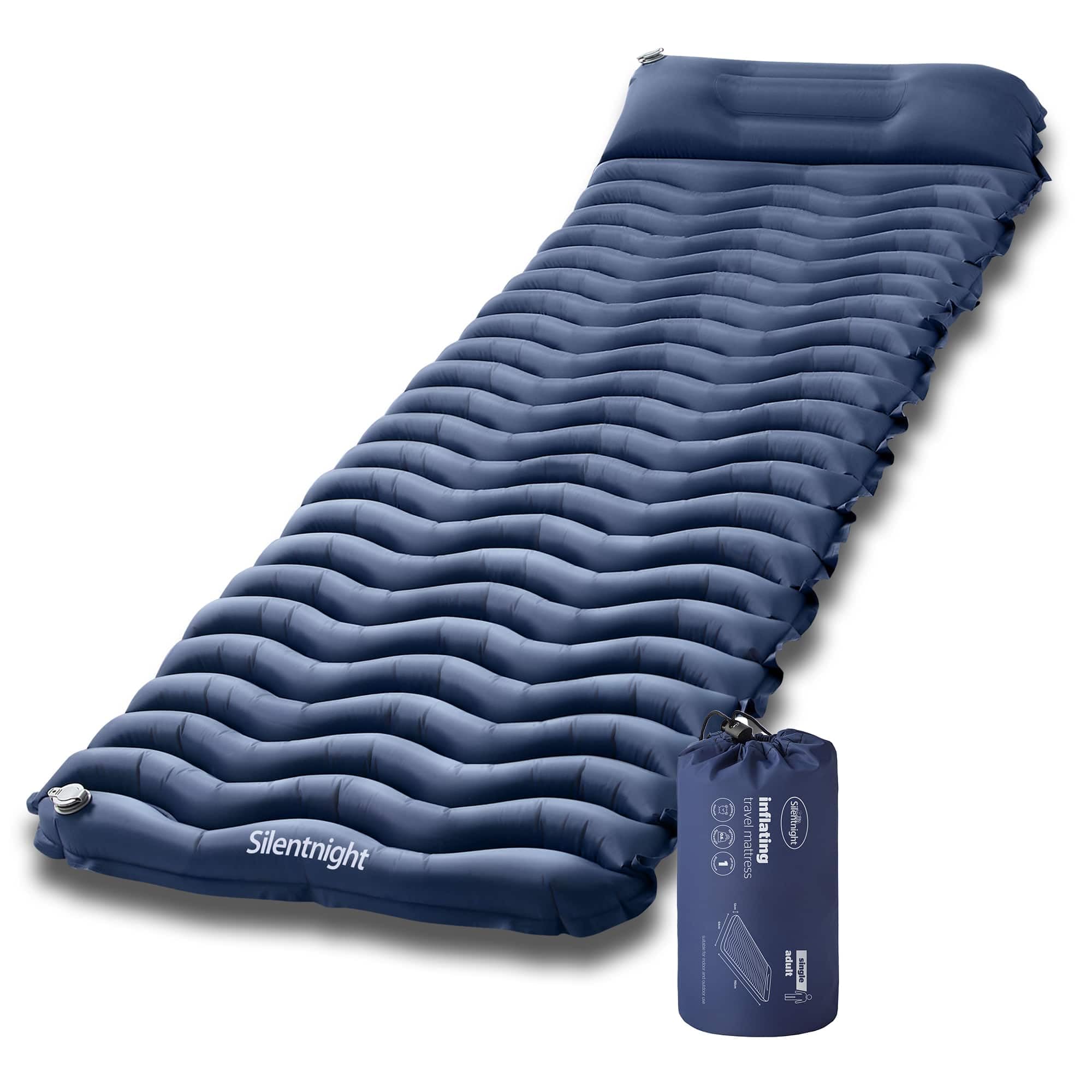 Silentnight Inflatable Camping Mat - Blow Up Easy Inflation Sleeping Mat for Hiking, Backpacking, Travel, Camping - Pressure Reliving Design Lightweight Water Resistant Sleeping Pad - 199x64x12cm