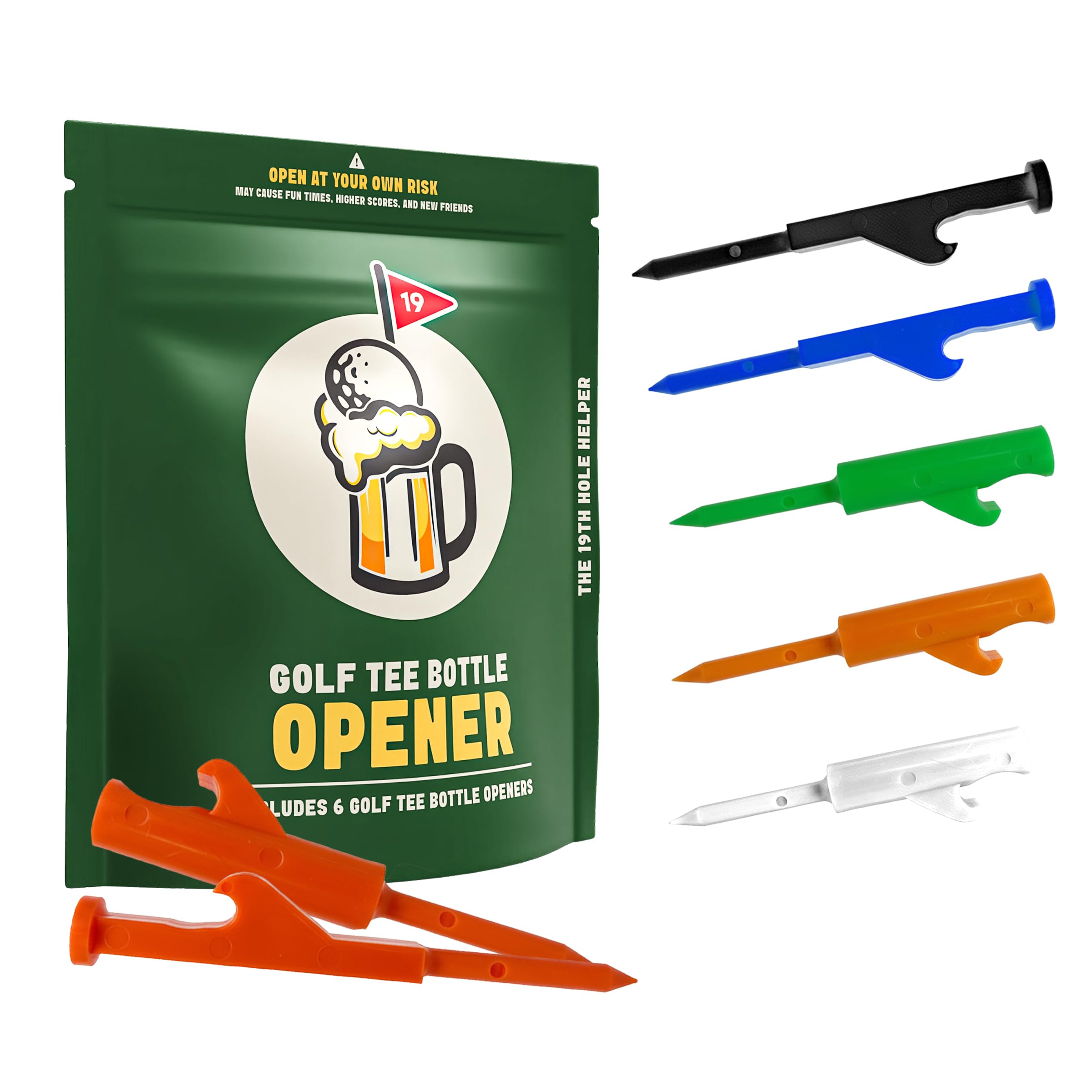 Golf Tee Bottle Beer Opener - Funny Golf Tee 6 Pack Gift for Men and Dads Bachelor Party