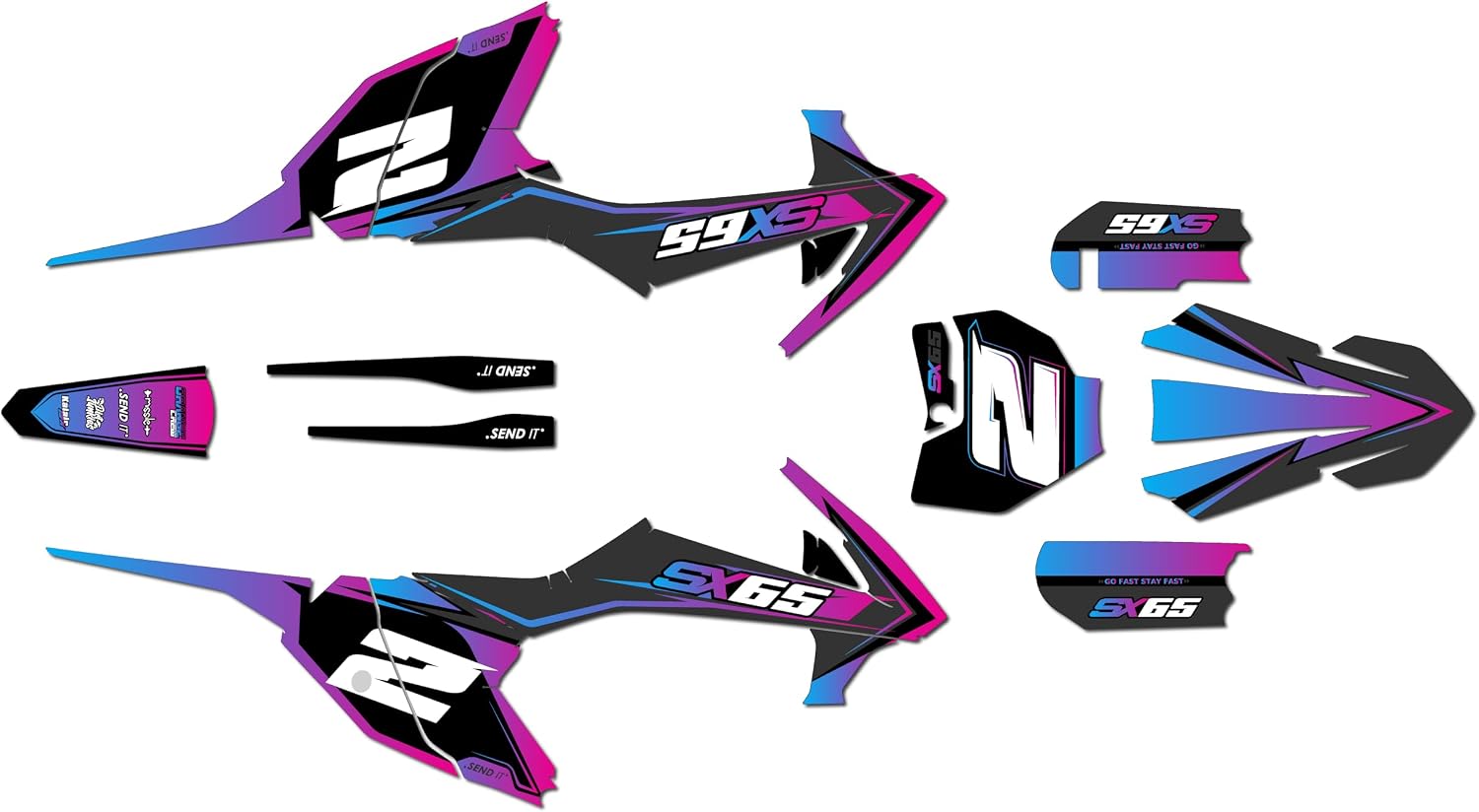 Graphics Kit for KTM 65SX SX65 (2016-2023) Razor Series Orange 21 Mil - Pro Edition - Dirt Pit Bike Motorcycle Stickers, Dirtbike Racing Automotive Decal Motocross Accessories no-Plastics