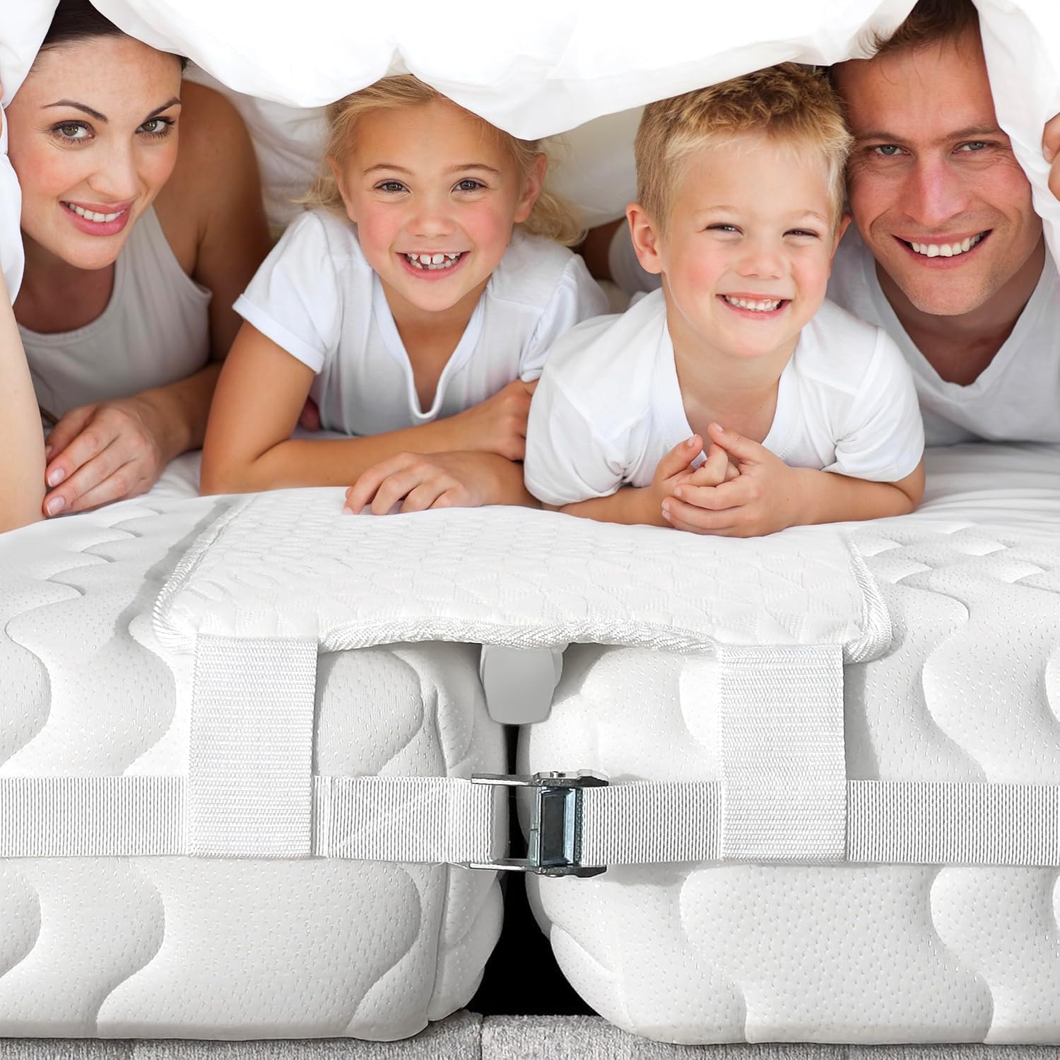 10" Extra Wide Bed Bridge Twin XL to King Converter Kit - Split King Gap Filler for Adjustable Bed - Mattress Connector & Gap Filler for Bed - Heavy Duty Metal Buckle Strap - 25D Memory Foam