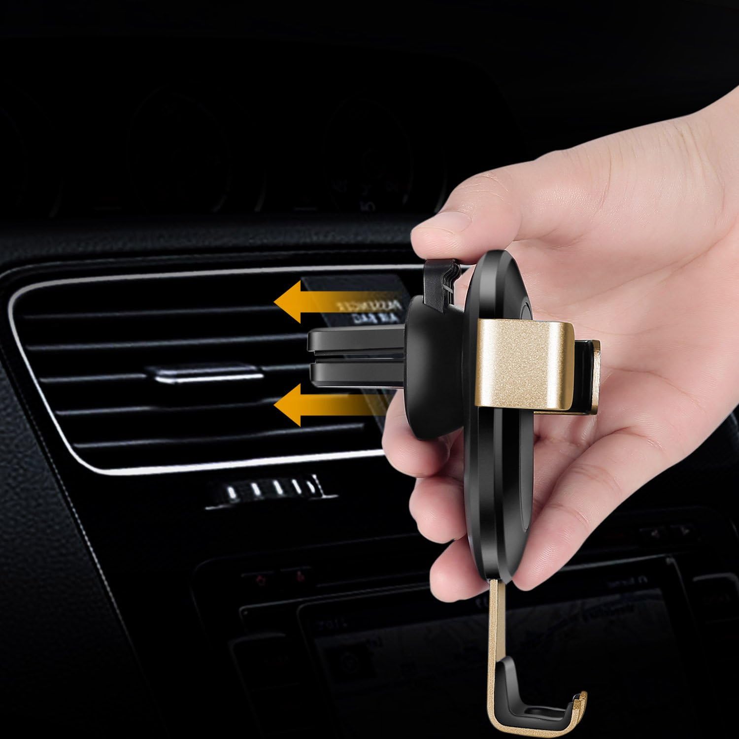 Phone Holder for car, Smart No Touch Universal Air Vent Car Mount for iPhone 7/7 Plus / 6 / 6s Plus, SE, Samsung Galaxy S6 / S7 / S7 Edge/Note 6/7 and Other Smartphones,Gold