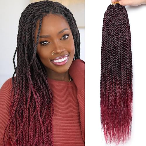 Red Crochet Hair For Black Women 18 Inch Long Senegalese