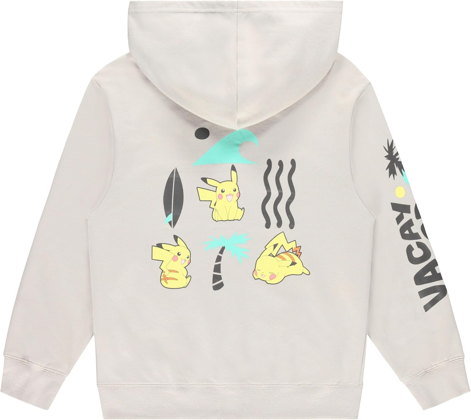 Mad Engine Pokémon Pikachu Boys Lightweight Zip Up Hoodie, All-Over Graphic Sweatshirt, Cream, Sizes S–XL