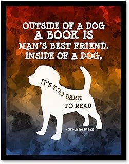 Wee Blue Coo Book Dog Man's Best Friend Side Dark Read Quote Groucho Marx Art Print Framed Poster Wall Decor 12x16 inch
