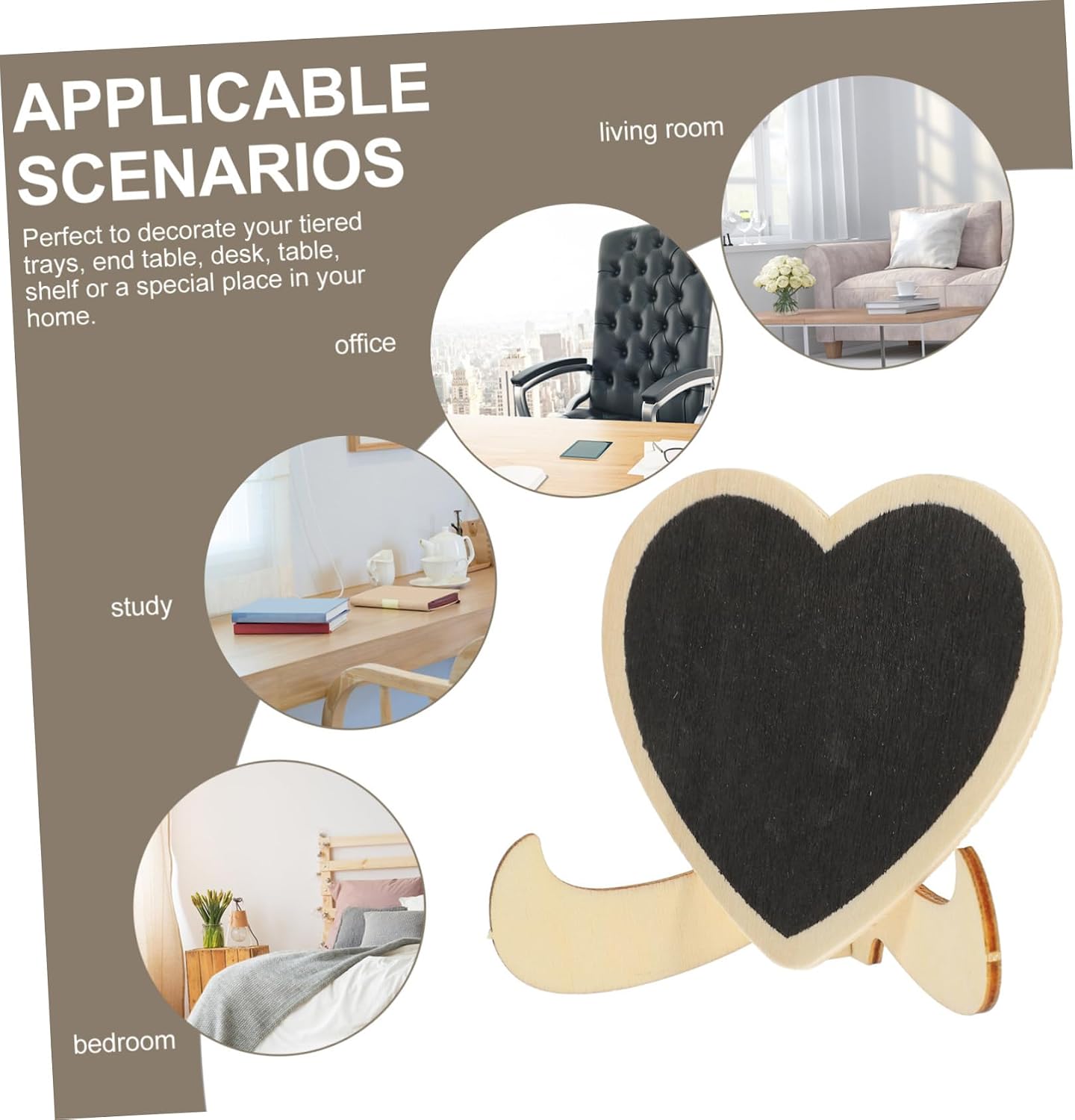 Wooden Chalkboard Signs with Stand Heart Shaped 10pcs for Wedding