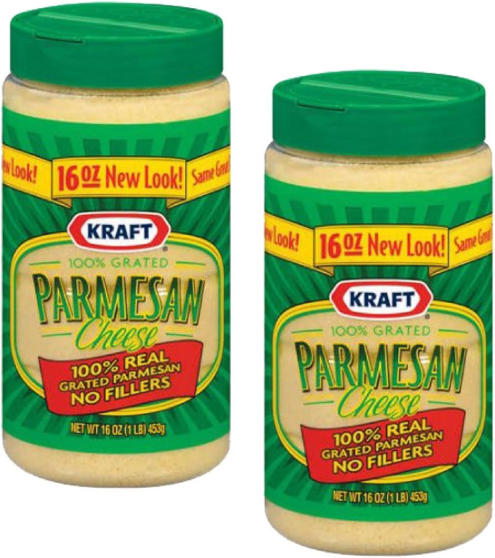 Kraft Parmesan Cheese 100% Grated 16-ounce Plastic Canister (Pack of 2)