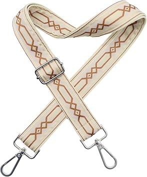 LVYOUME Crossbody Straps for Purses Silver Hardware Purse Strap Wide Shoulder Strap Adjustable Replacement,Retro Jacquard Embroidery for Shoulder Bags